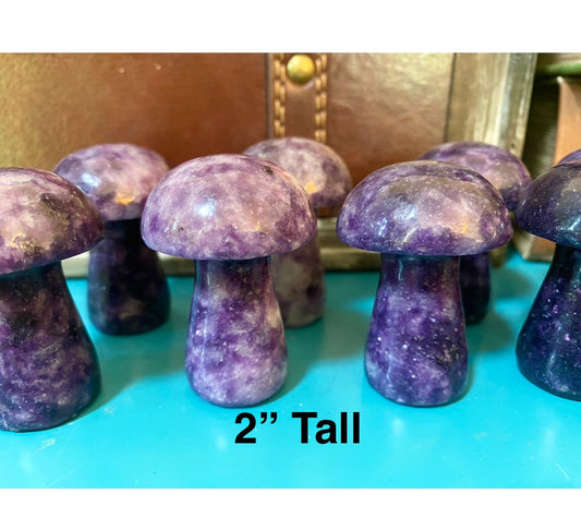Lepidolite Mushroom Carvings 2” Tall