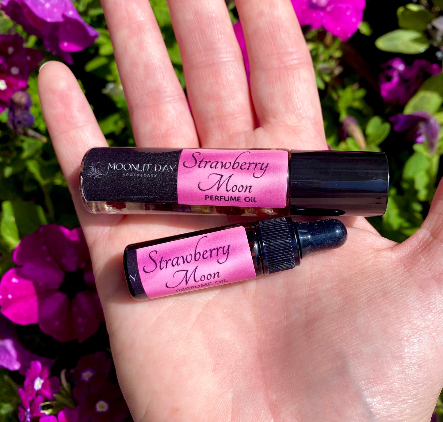 Strawberry Moon Perfume Oil Crystal Infused Perfume Summer Scent Wicca