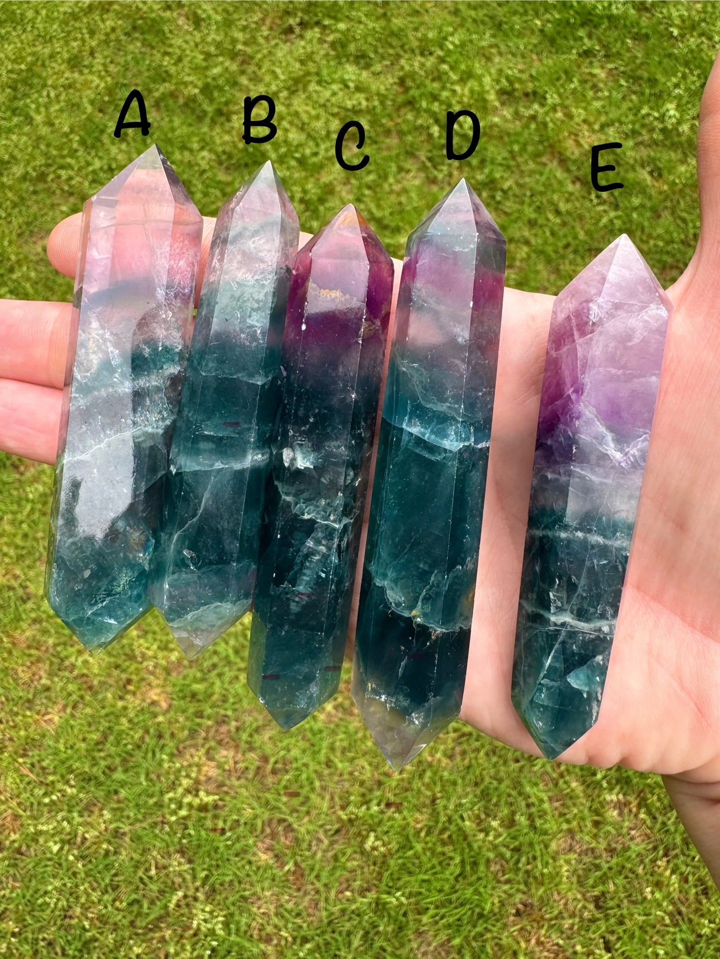 Rainbow Fluorite Double Terminated Wands Free Gift Wrap