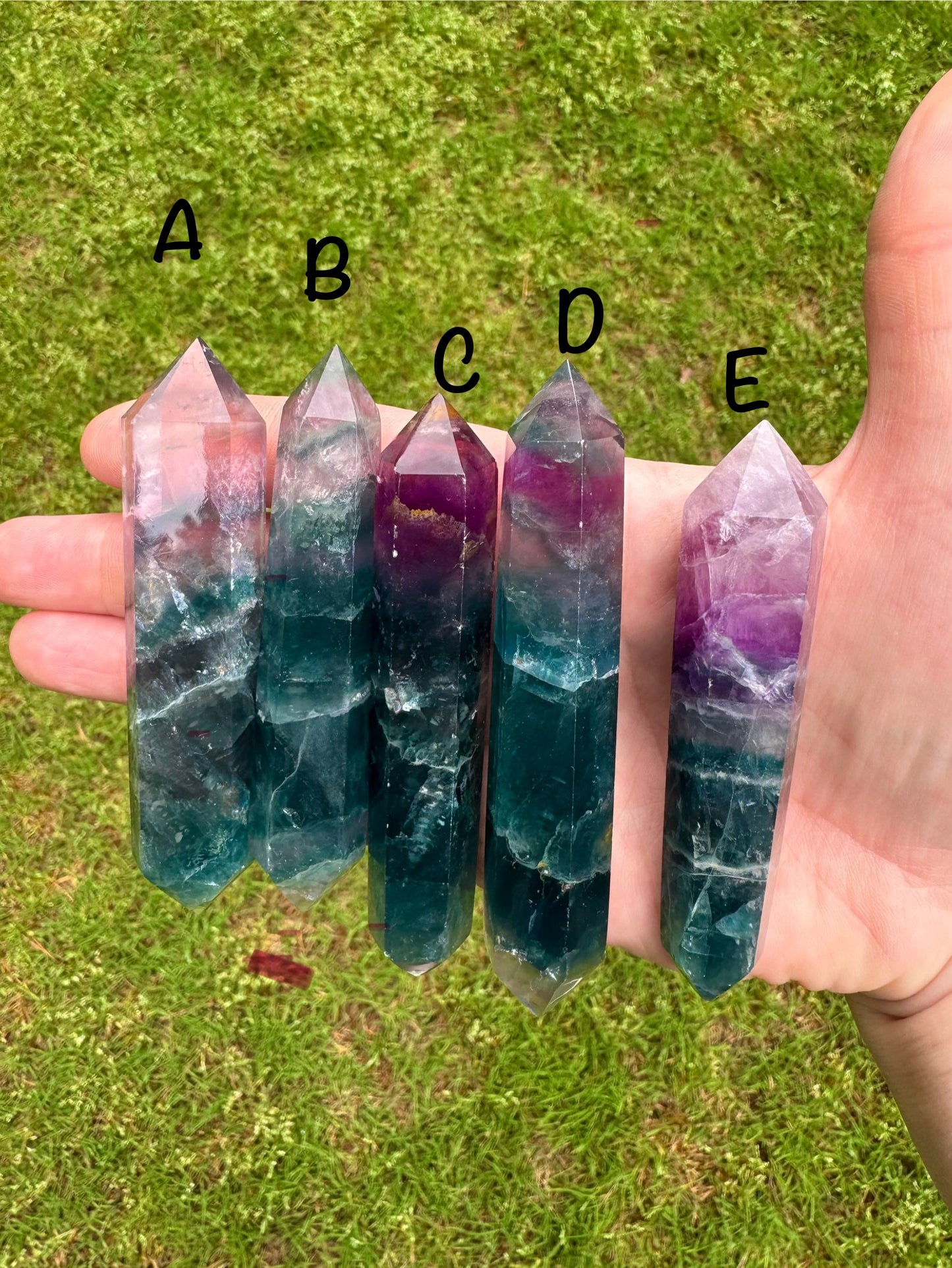 Rainbow Fluorite Double Terminated Wands Free Gift Wrap