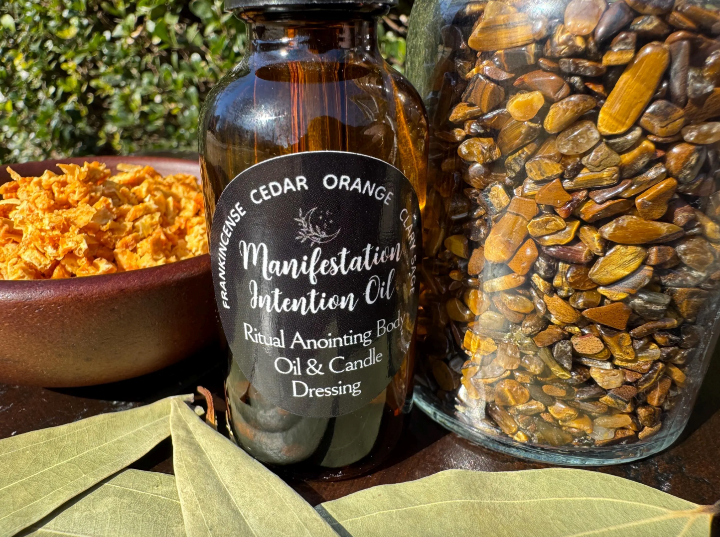 Manifestation Intention Oil Organic Ritual Oil for Candle Dressing and Body Anointing Small Gift Wicca Free Gift Wrap Witchcraft Supplies
