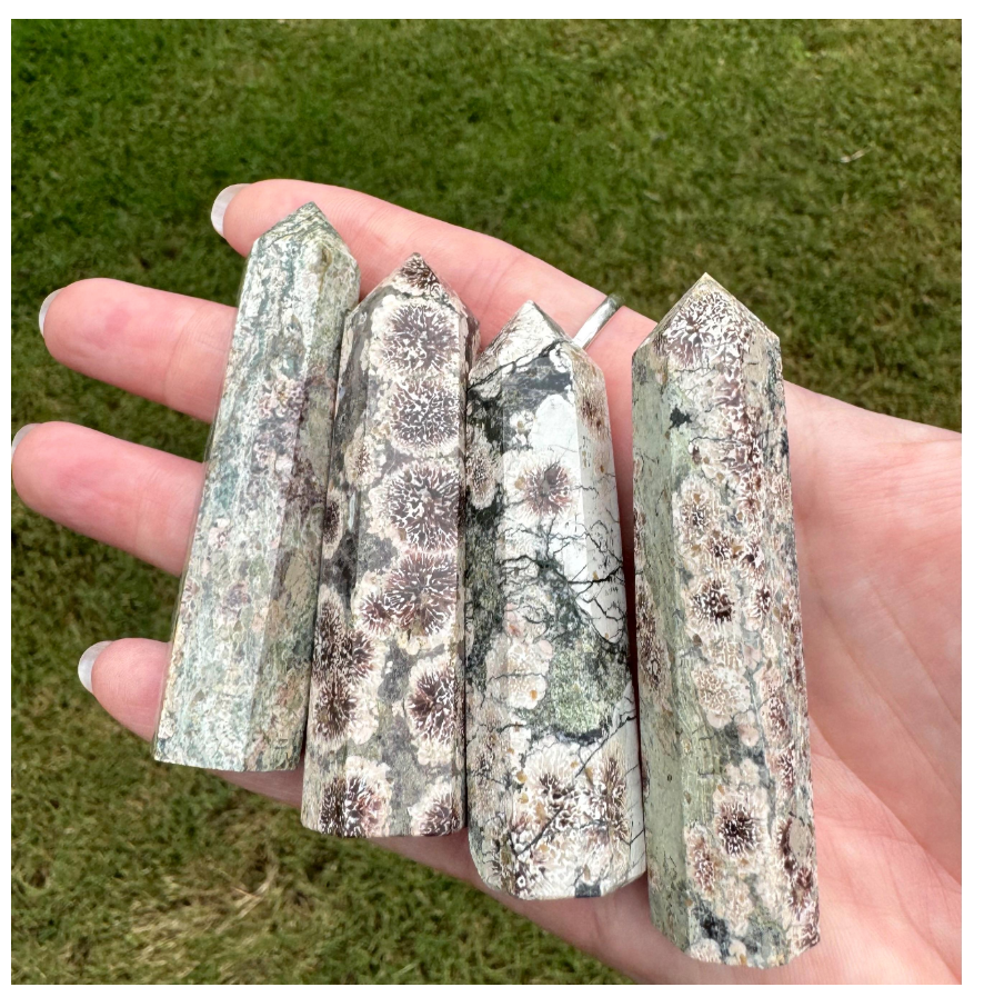 Green Sakura Flower Agate Towers Obelisks Free Gift Wrap