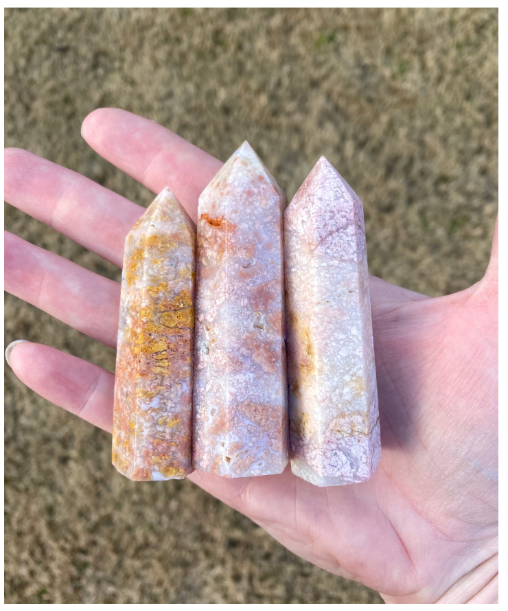 Pink Agate Towers Points Obelisks Free Gift Wrap 3”-3.5” Tall.