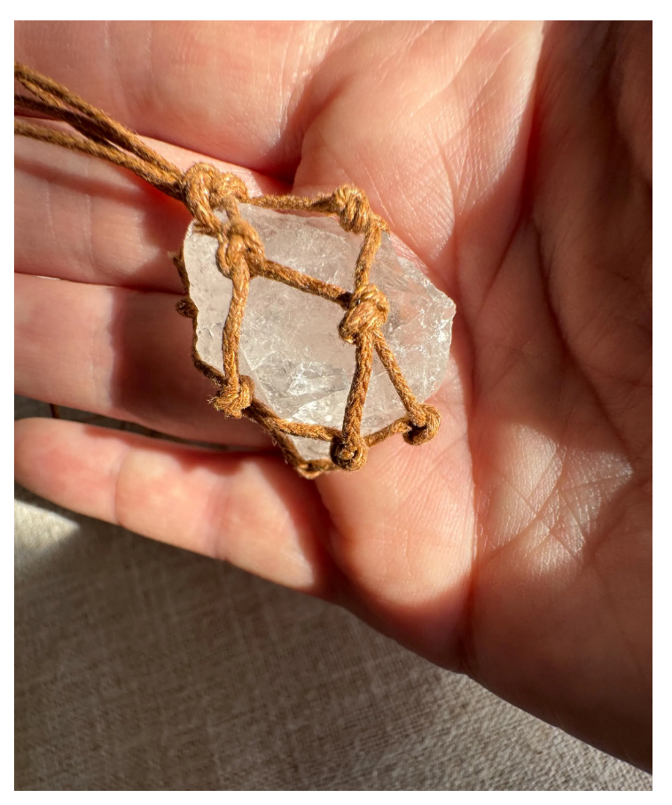 Raw Clear Quartz Crystal Pendant Natural Stone Necklace Braided Adjustable Cord Free Gift Wrap
