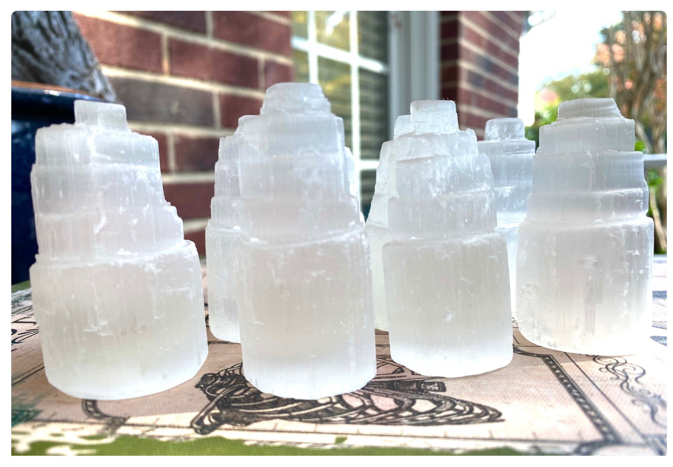 Selenite Towers 4 inches each Small Gift Crystal Lover Satin Spar Free Gift Wrap