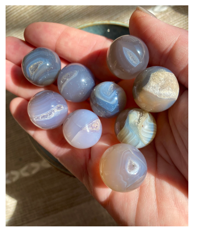 Natural Druzy Agate Spheres Orb .75” Round Free Gift Wrap Highly Polished