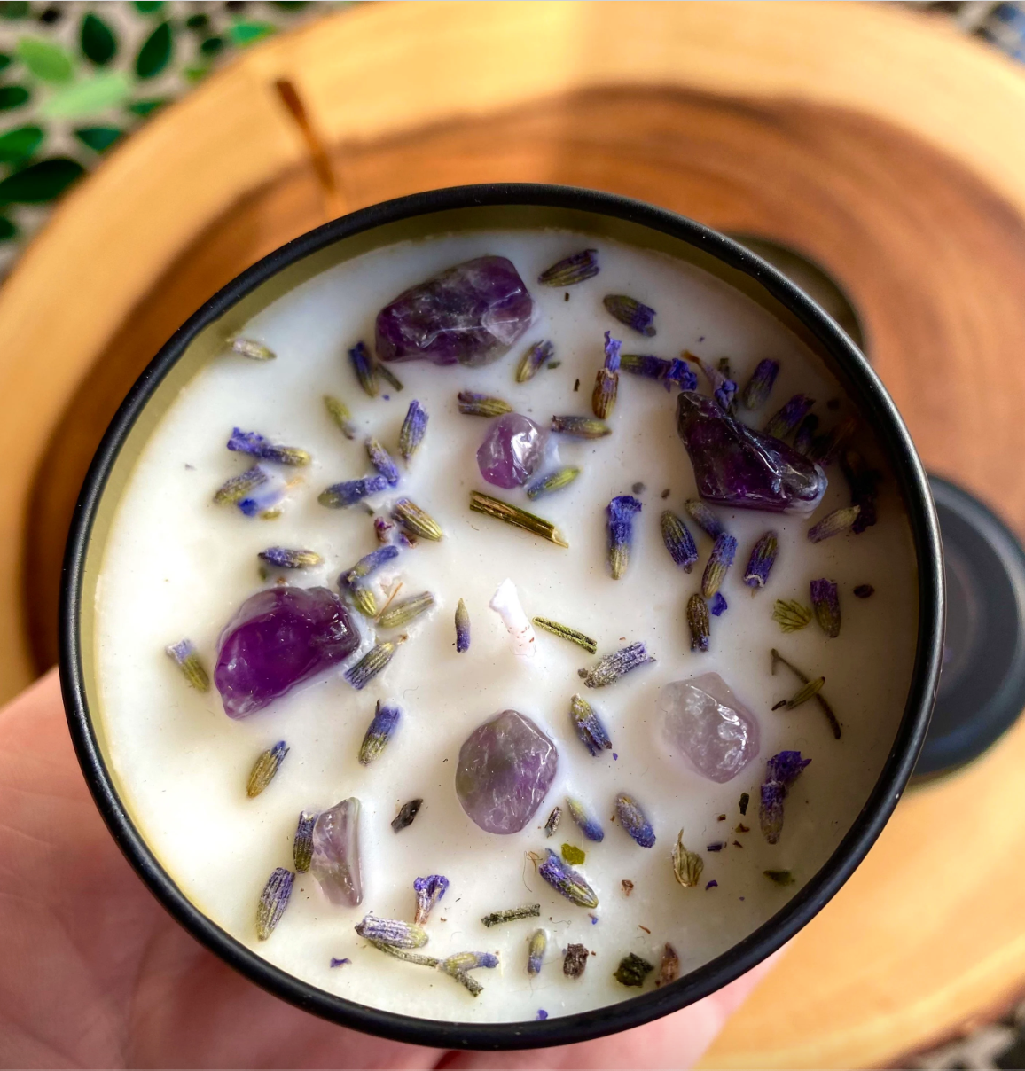 Lavender & Chamomile Candle *Free Giftwrap* Calming Stress Relief Aromatherapy Crystal Infused Organic Lavender and Chamomile Soy Wax