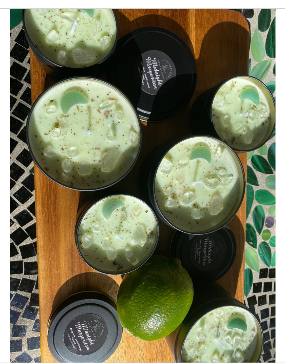 Midnight Margaritas Candle Lime Practical Magic Movie Organic Soy Candle Crystal Topped Herbs Lemon Balm Owens Sisters candle Free Gift Wrap