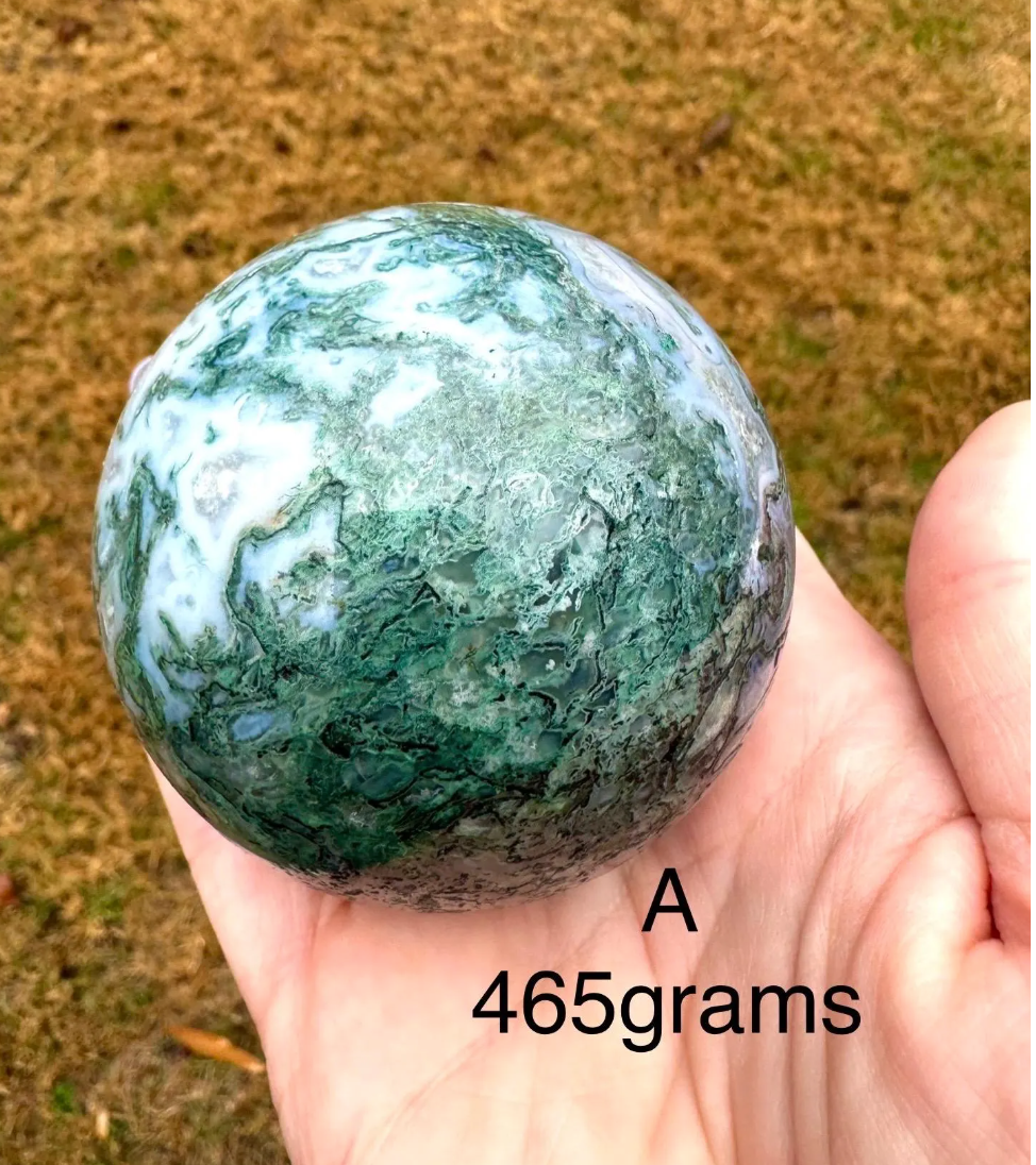 Moss Agate Spheres Crystal Carving High Quality Carved Stone 2"-3”. Green Stone Free Gift Wrap You Choose Free Holder Heart Chakra