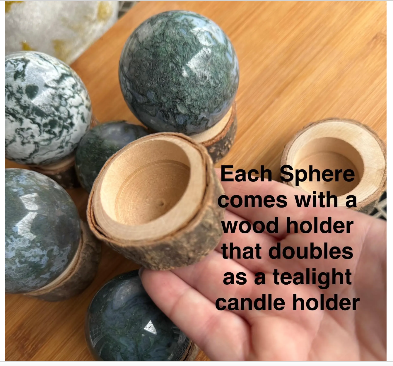 Moss Agate Spheres Crystal Carving High Quality Carved Stone 2"-3”. Green Stone Free Gift Wrap You Choose Free Holder Heart Chakra