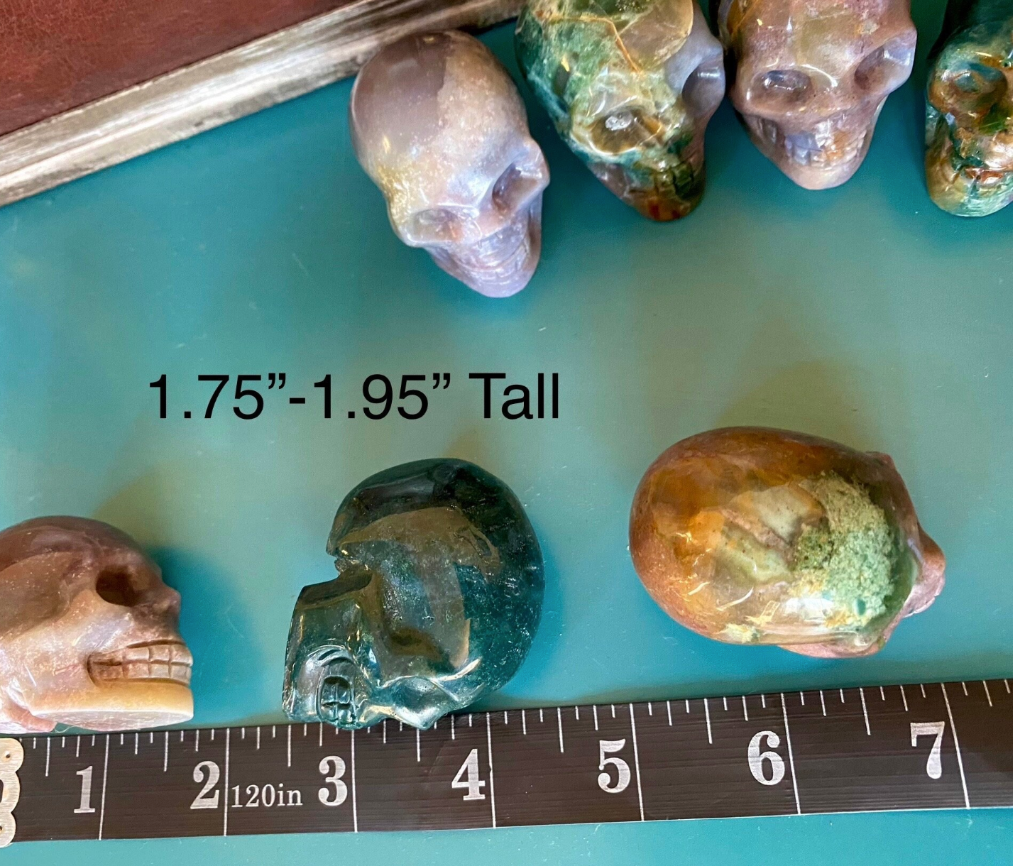 Ocean Jasper Skull Crystal Carving High Quality Hand Carved Stone 1.75”- 2" Green Purple Skulls Free Gift Wrap You Choose