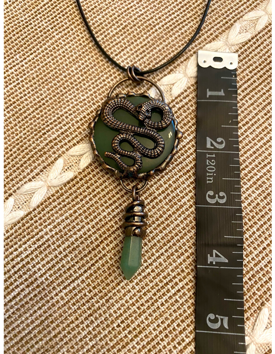 Aventurine Snake Pendant with Copper Necklace Free Gift Wrap Medusa Necklace Witchy Electroformed Statement Piece