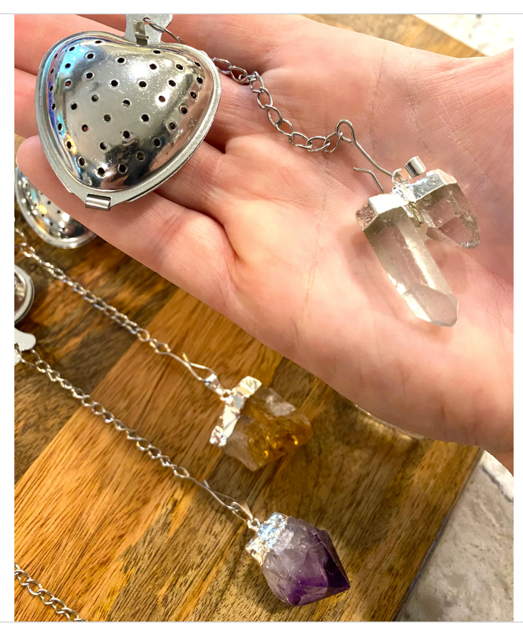 Crystal Tea Infuser Loose Leaf Tea Steeper Natural Raw Crystal Tea Ball Tea Lover Gift Present Free Gift Wrap Amethyst Citrine Silver