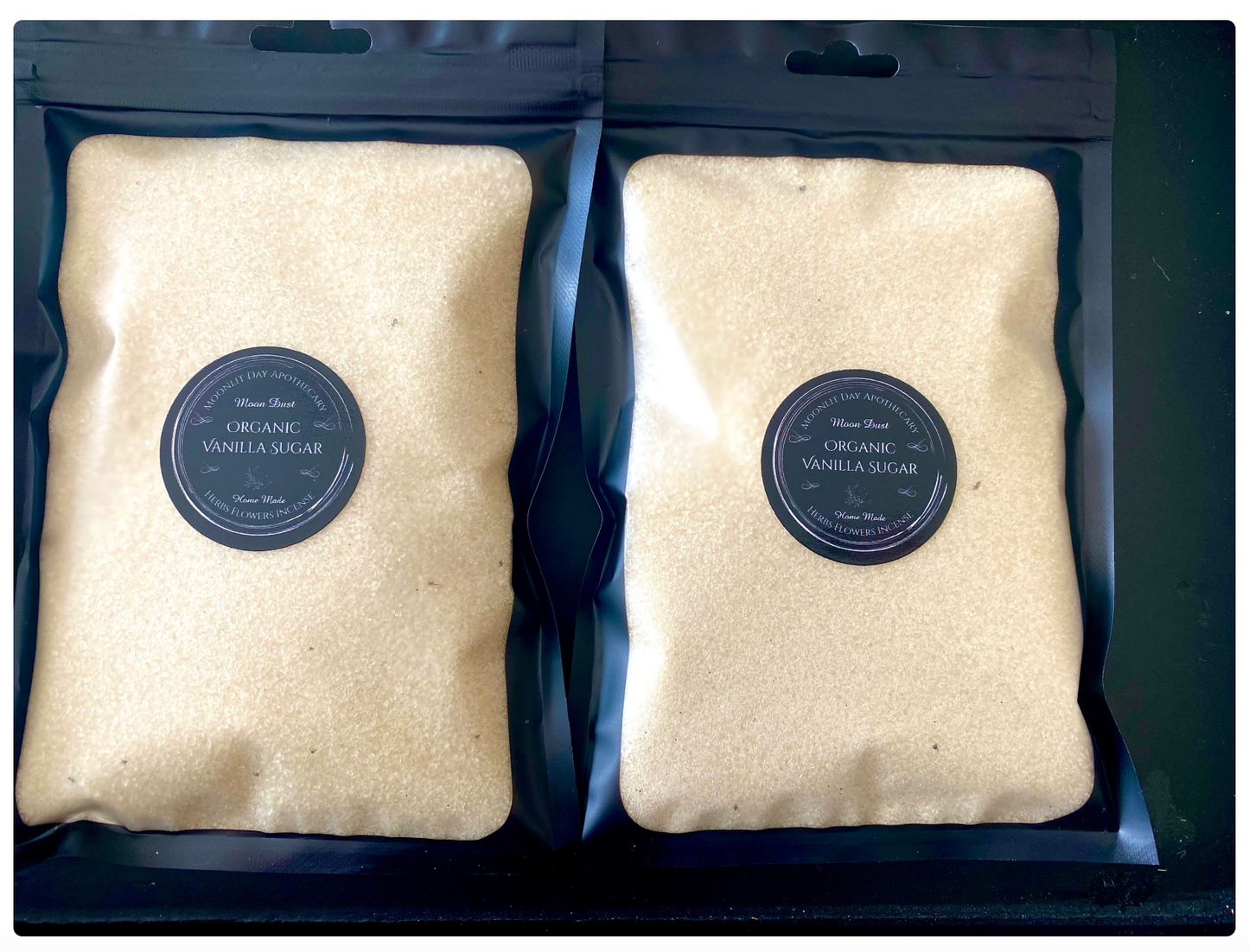 Organic Vanilla Sugar "Moon Dust" Home Made All Natural Organic Vanilla Bean 8 oz. bag