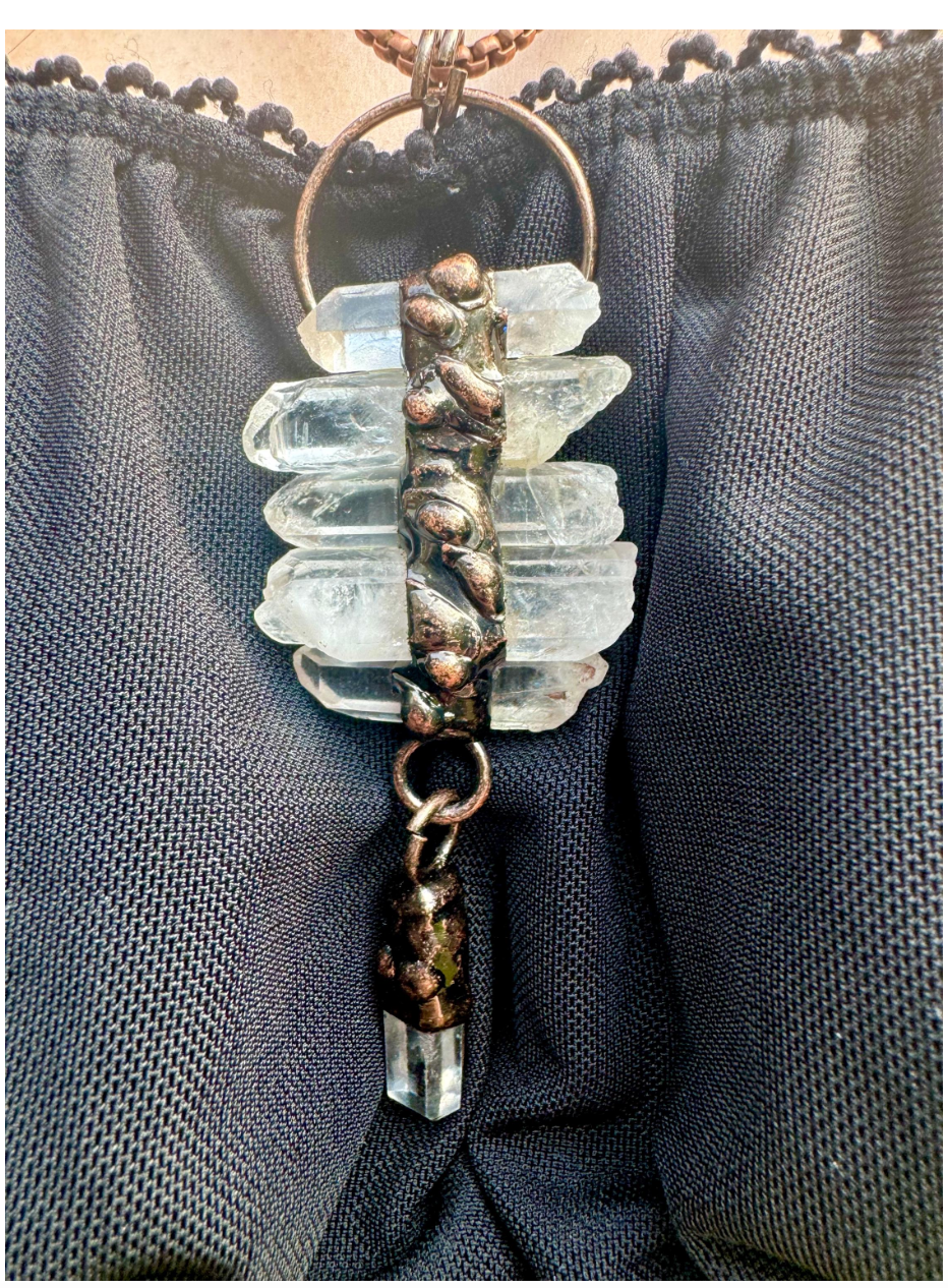 Clear Quartz and Copper Necklace Free Gift Wrap Witchy Jewelry Electroformed Statement Necklace