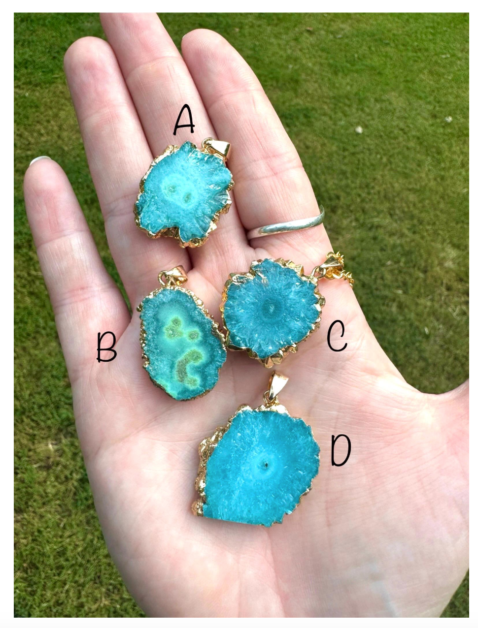 Blue Agate and Gold Hand Made Necklace Dyed Agate Free Gift Wrap Necklace Electroformed Statement Piece