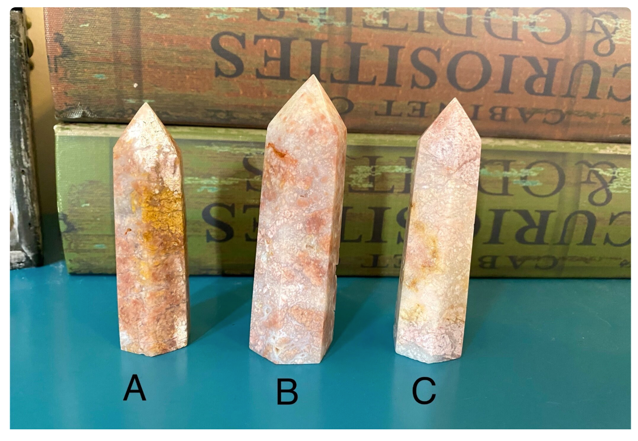 Pink Agate Towers Points Obelisks Free Gift Wrap 3”-3.5” Tall.