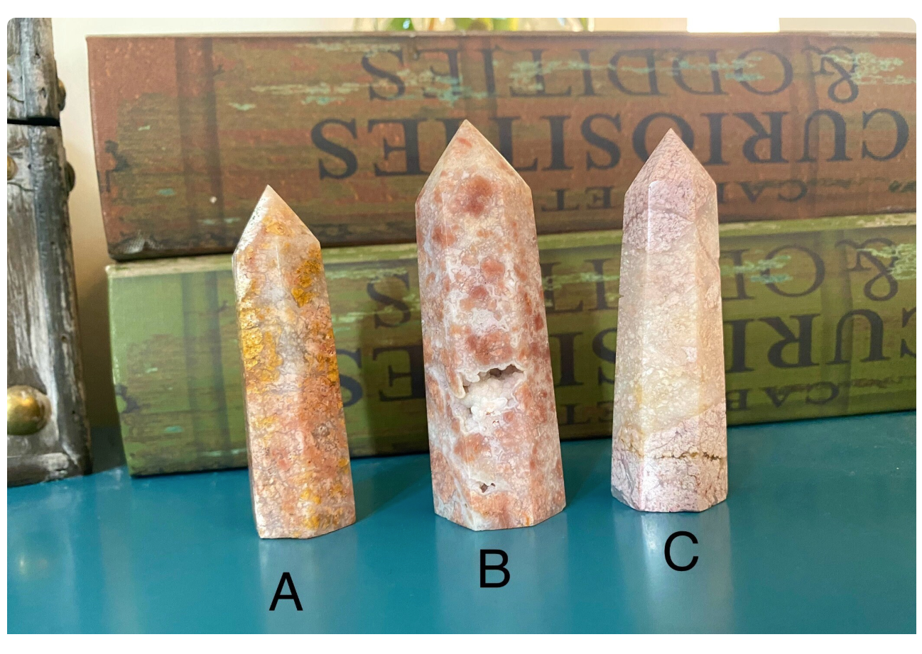 Pink Agate Towers Points Obelisks Free Gift Wrap 3”-3.5” Tall.