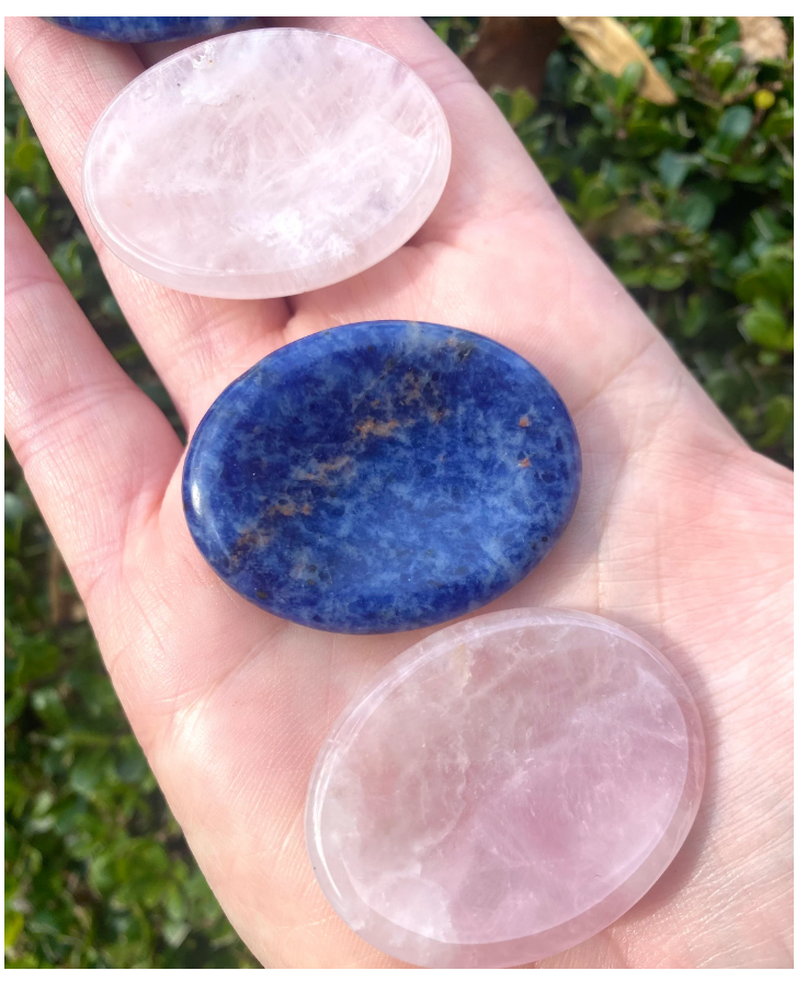 Thumb Worry Stones Pink Rose Quartz Natural Crystal Free Gift Wrap