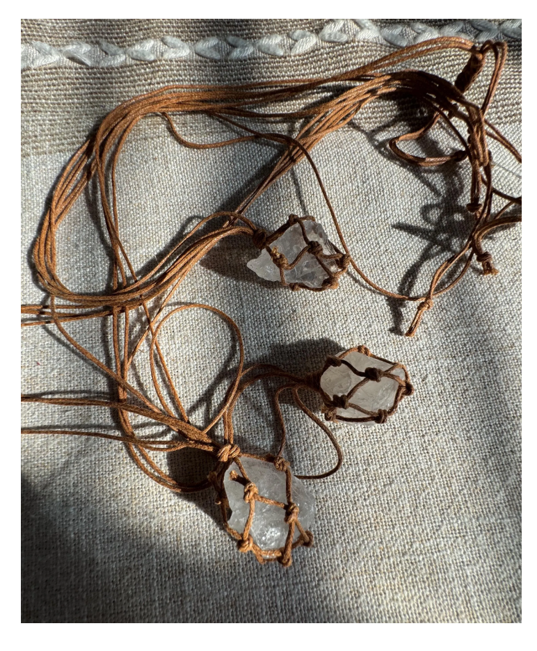Raw Clear Quartz Crystal Pendant Natural Stone Necklace Braided Adjustable Cord Free Gift Wrap