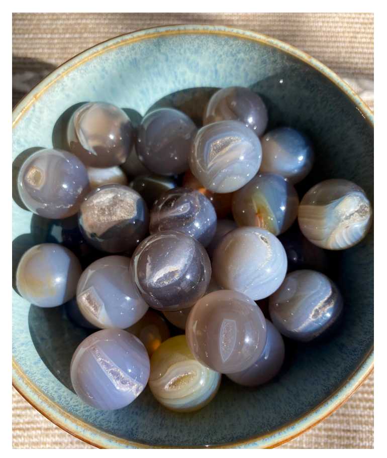 Natural Druzy Agate Spheres Orb .75” Round Free Gift Wrap Highly Polished