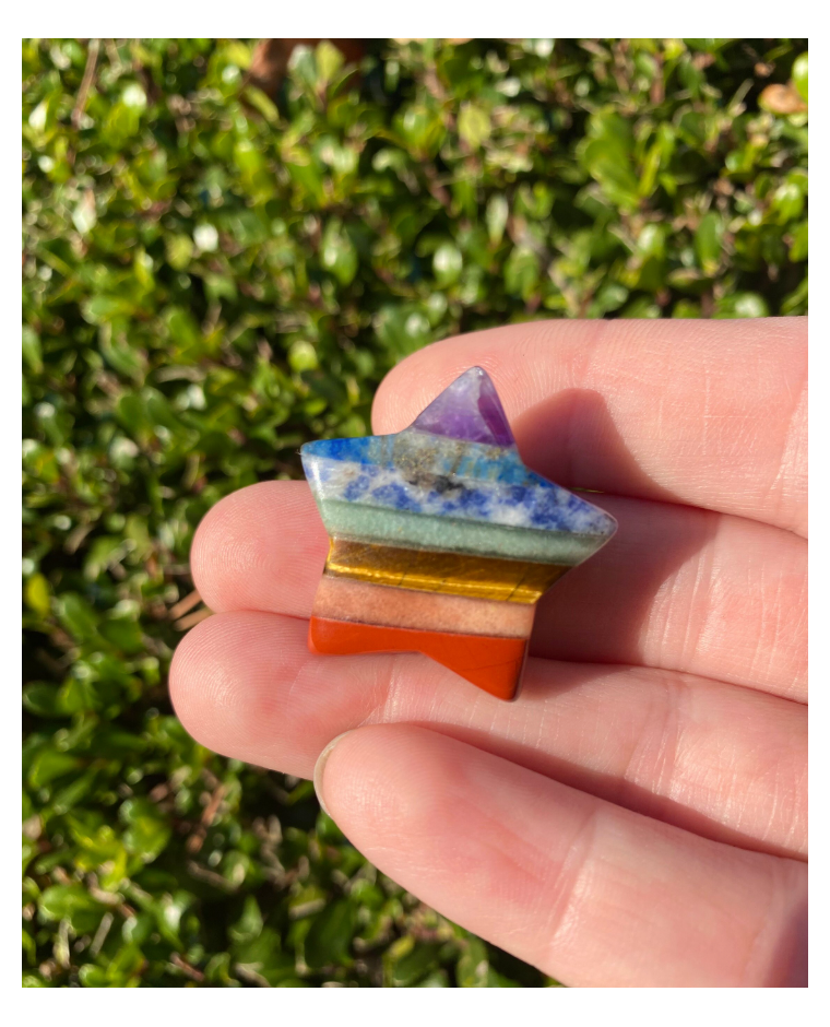 Chakra Rainbow Star Crystal Carvings High Quality 1” inch Free Gift Wrap