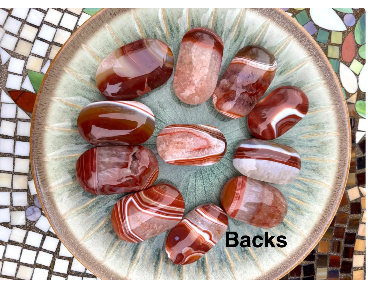 Beautiful Large Carnelian mixed w/ Quartz Palm Stones Free Gift Wrap
