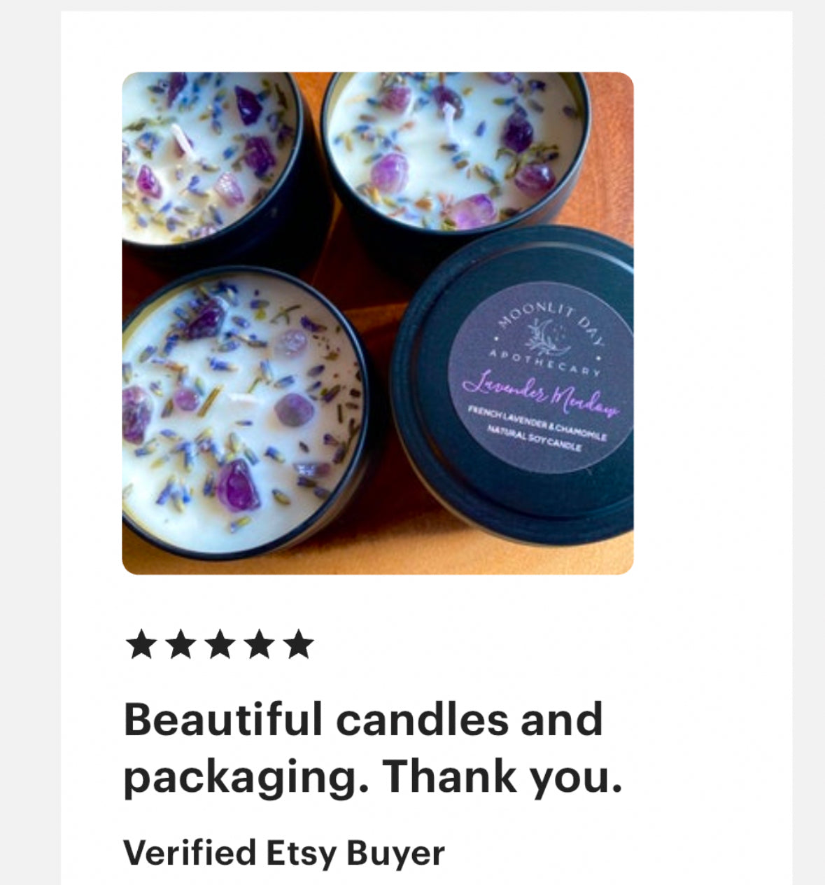 Lavender & Chamomile Candle *Free Giftwrap* Calming Stress Relief Aromatherapy Crystal Infused Organic Lavender and Chamomile Soy Wax