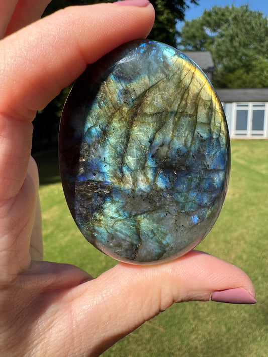 Flashy Labradorite Palm Stone