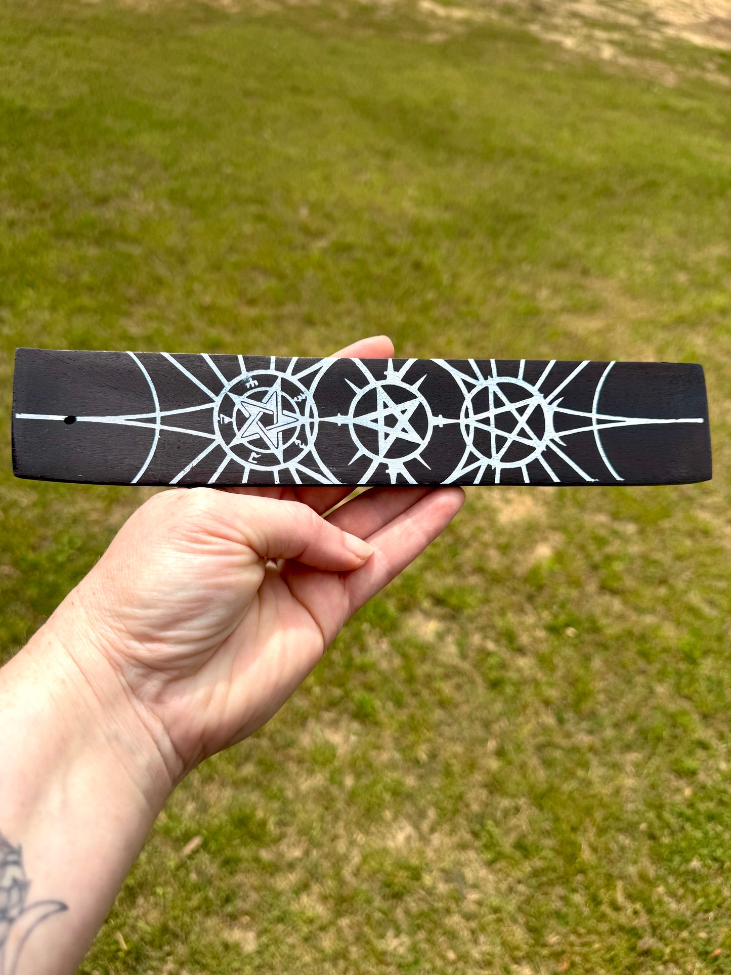 Triple Pentagram Incense Holder Sled 10”
