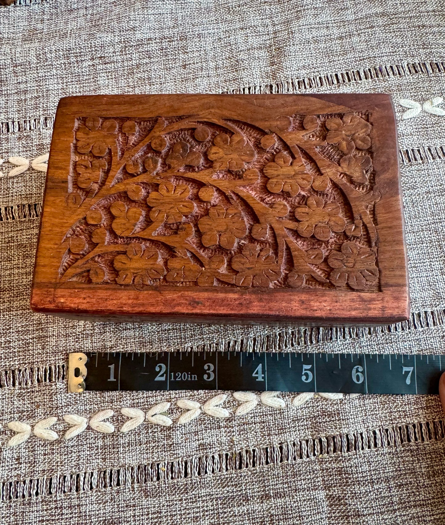 Wood Box Flower Motif 6”