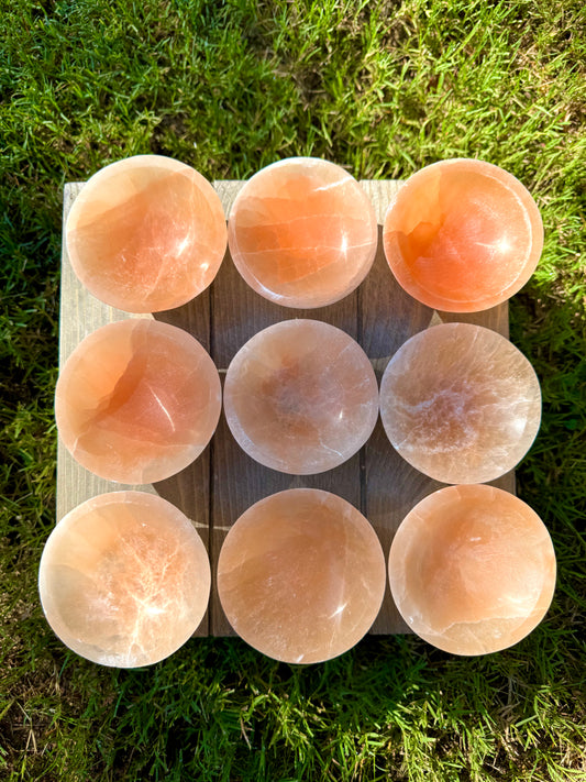 Peach Selenite Bowls 3”