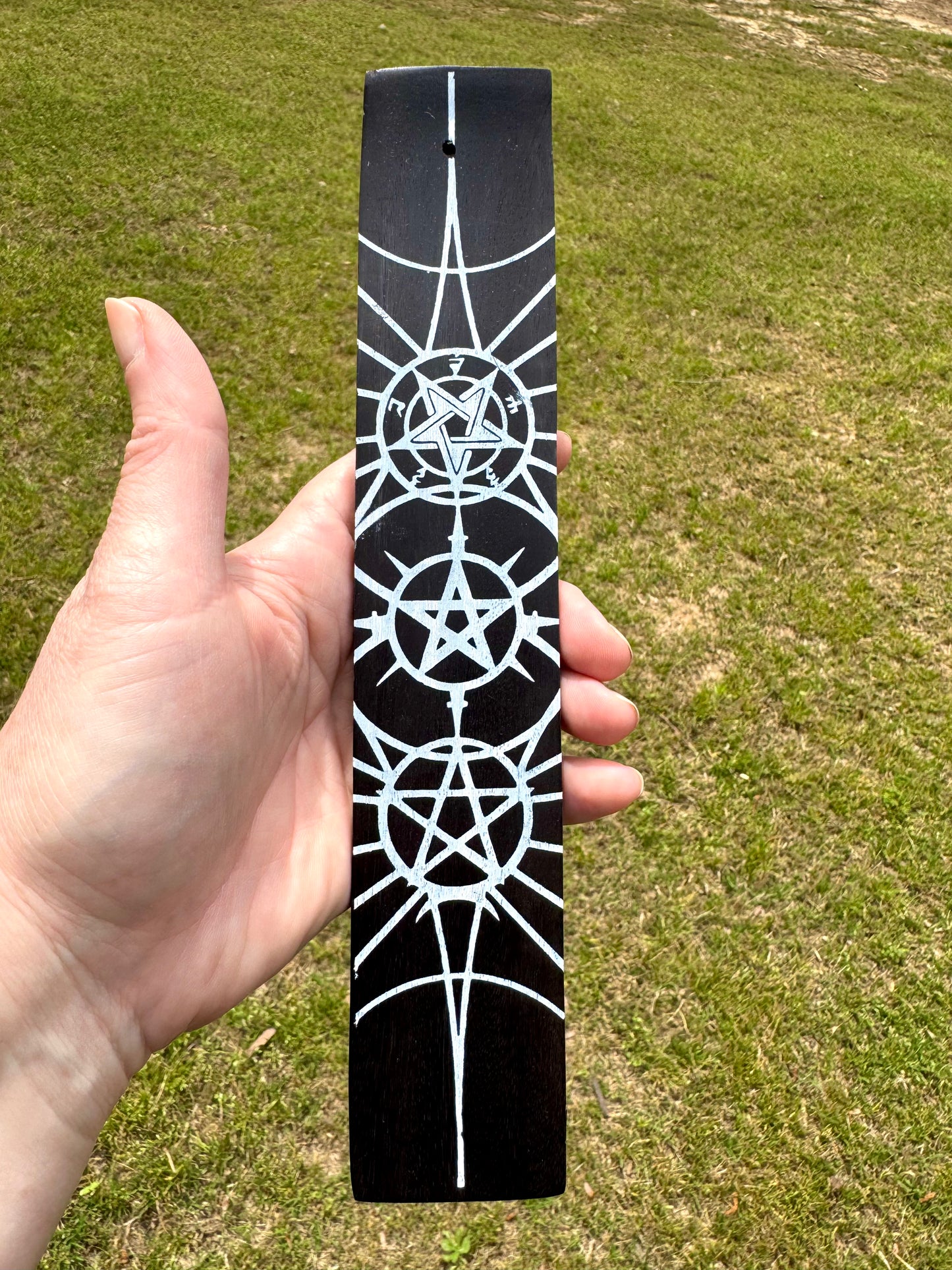 Triple Pentagram Incense Holder Sled 10”