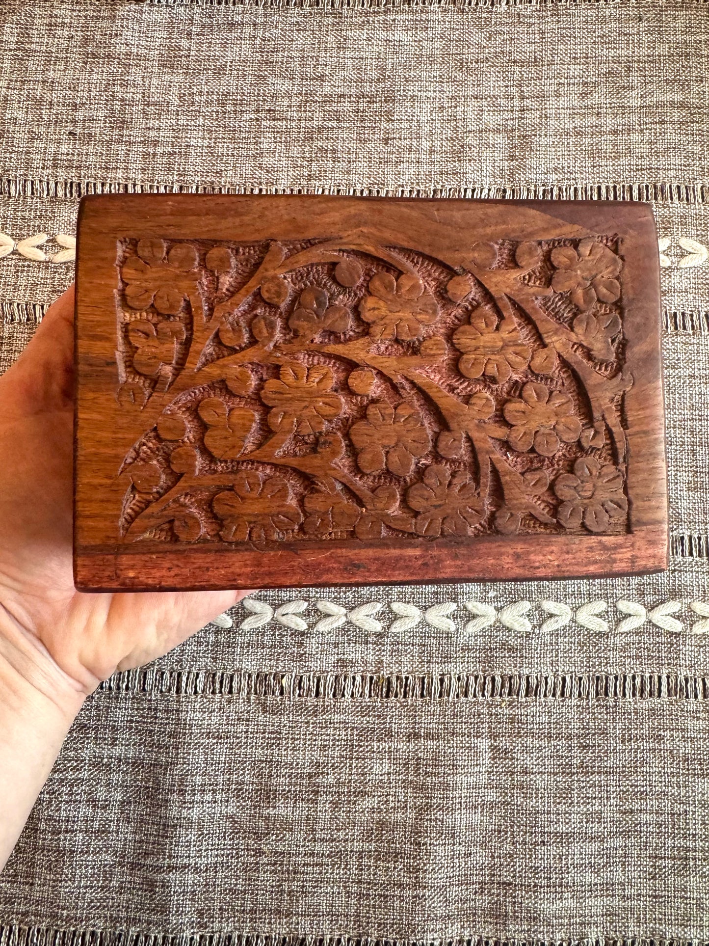 Wood Box Flower Motif 6”