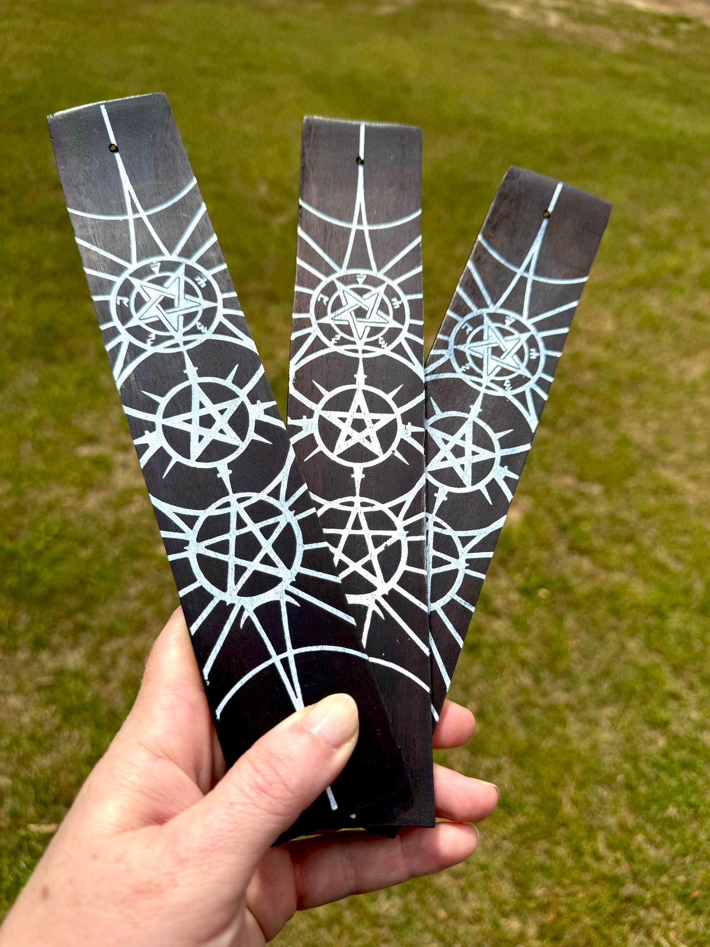 Triple Pentagram Incense Holder Sled 10”