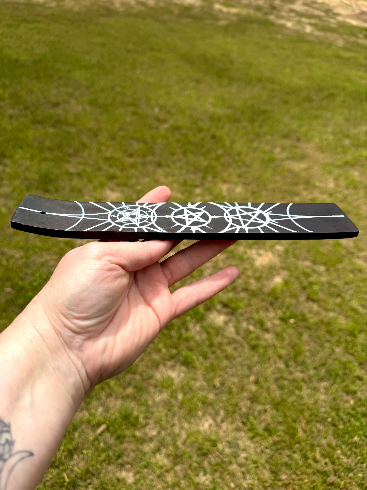 Triple Pentagram Incense Holder Sled 10”