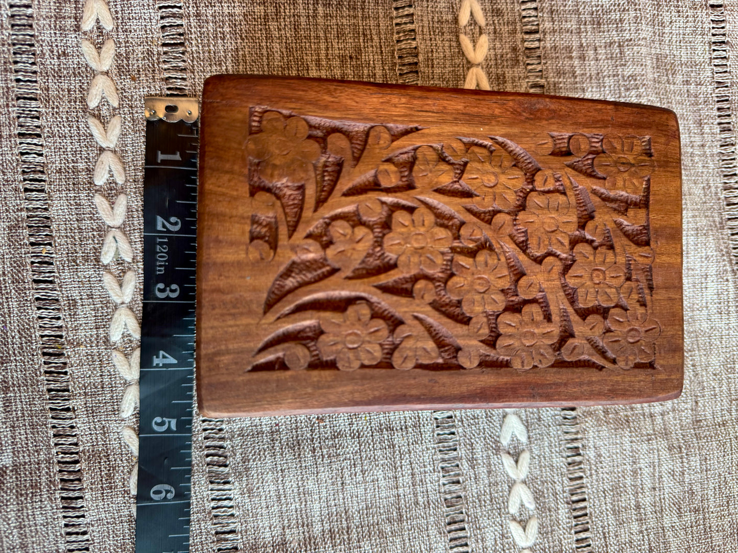 Wood Box Flower Motif 6”