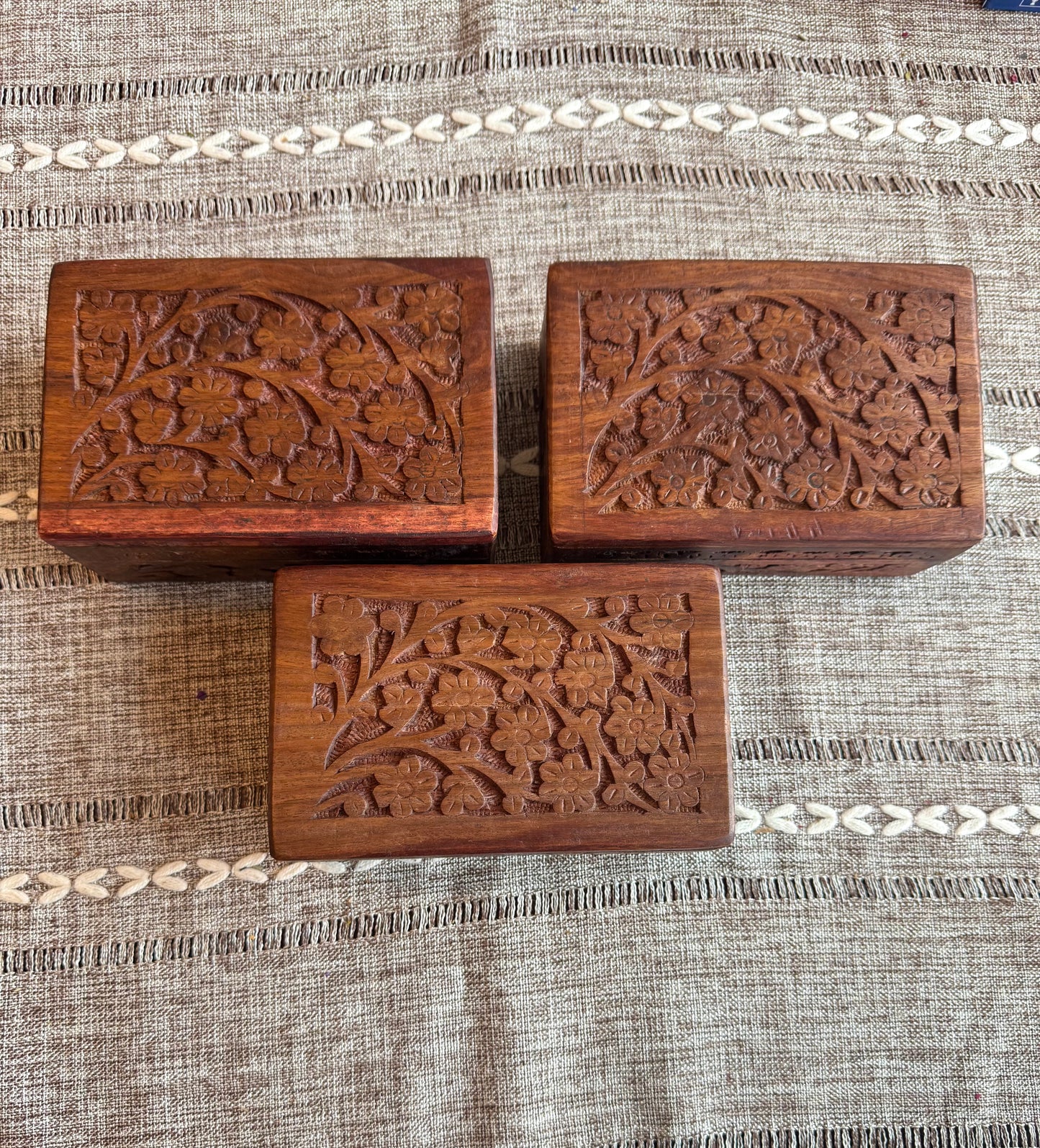 Wood Box Flower Motif 6”