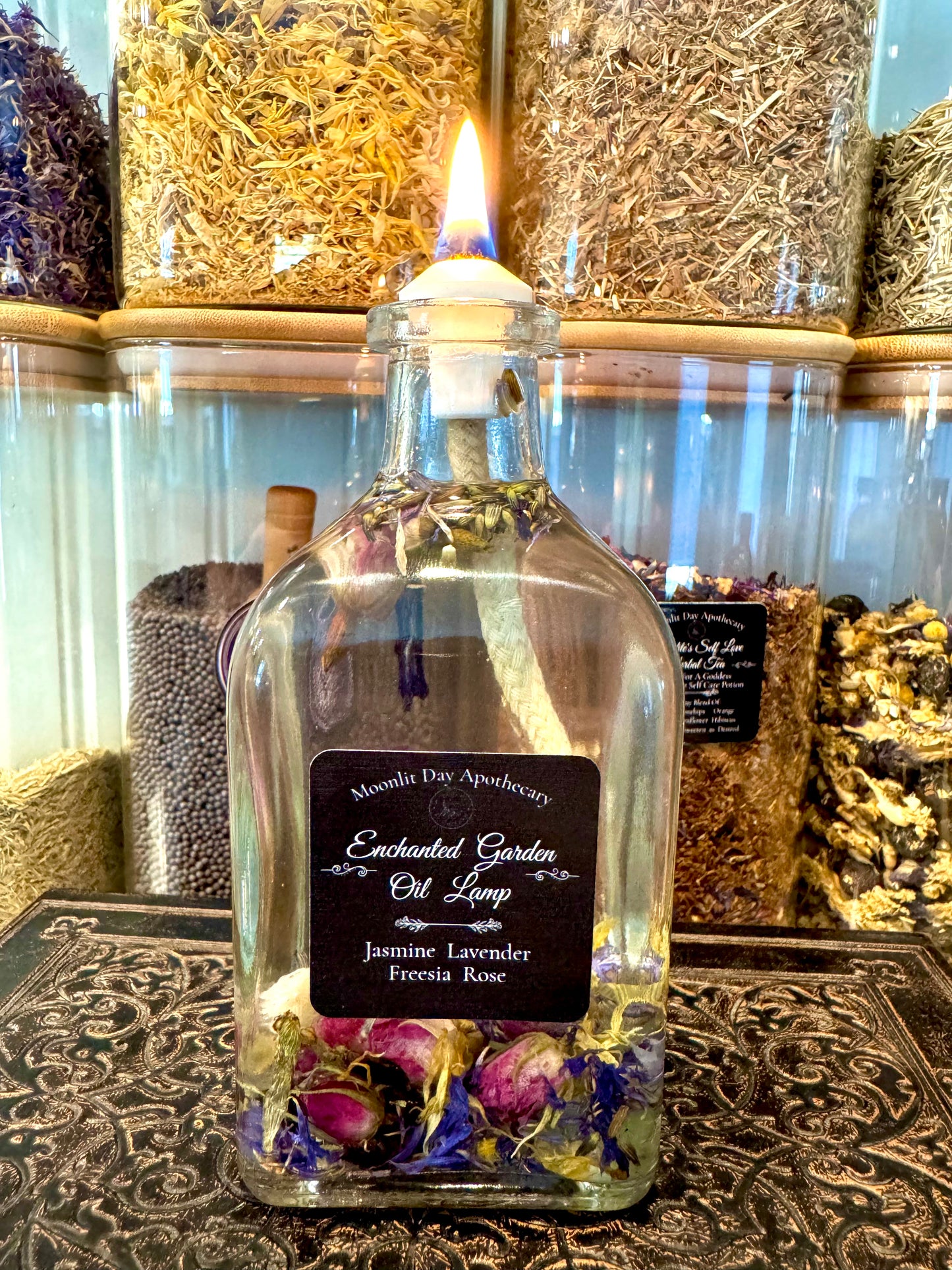 Enchanted Garden Oil Candle Naturally Scented Oil Lamp 8 oz.