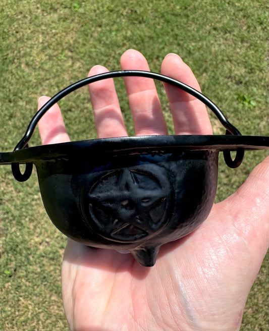 Cast Iron Cauldron w/ Pentacle 3”