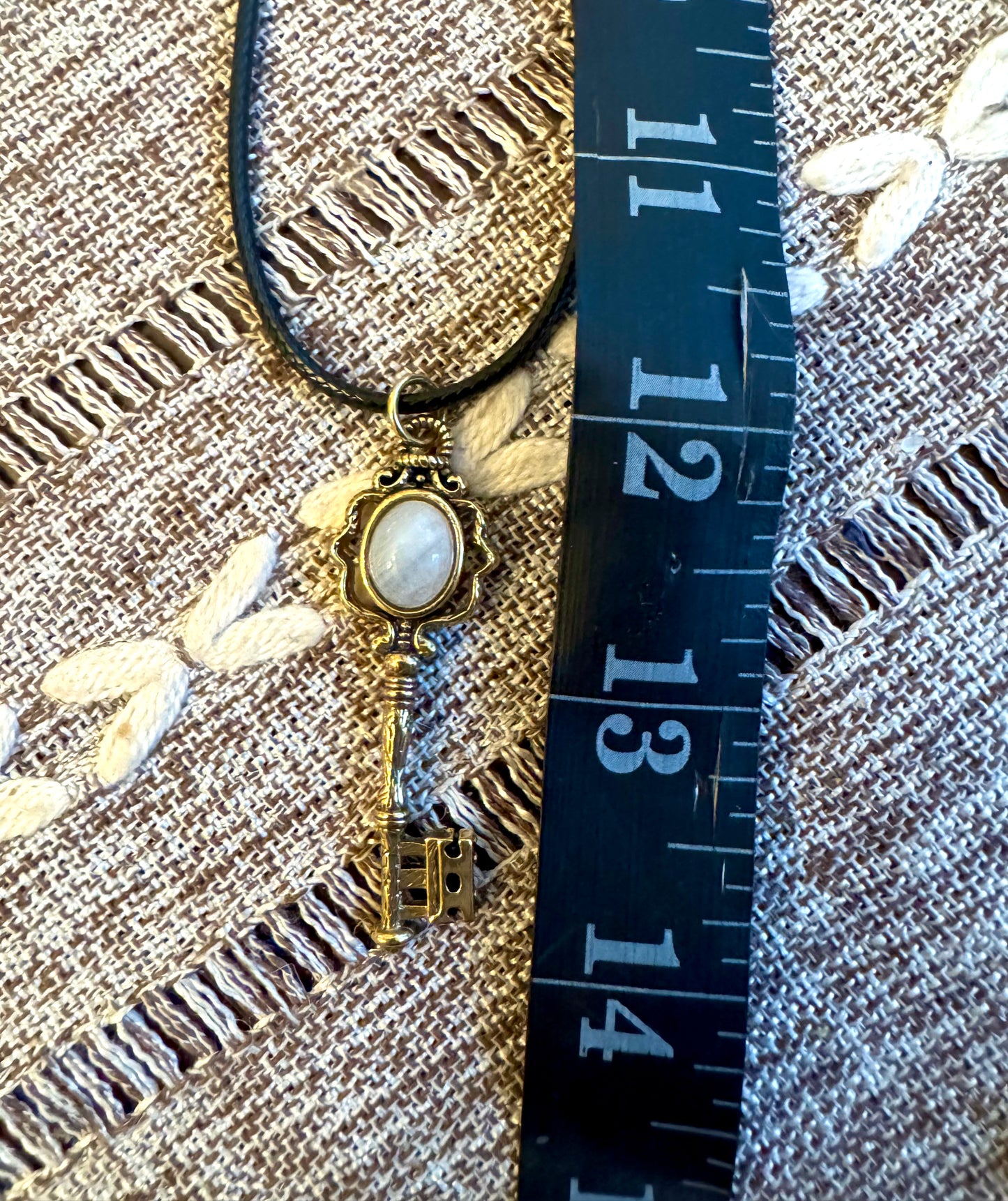 Gold Moonstone Key Pendant