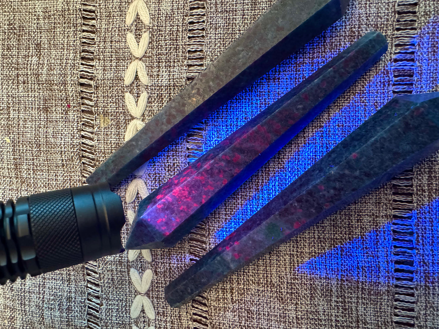 Ruby in Kyanite Wand UV Reactive