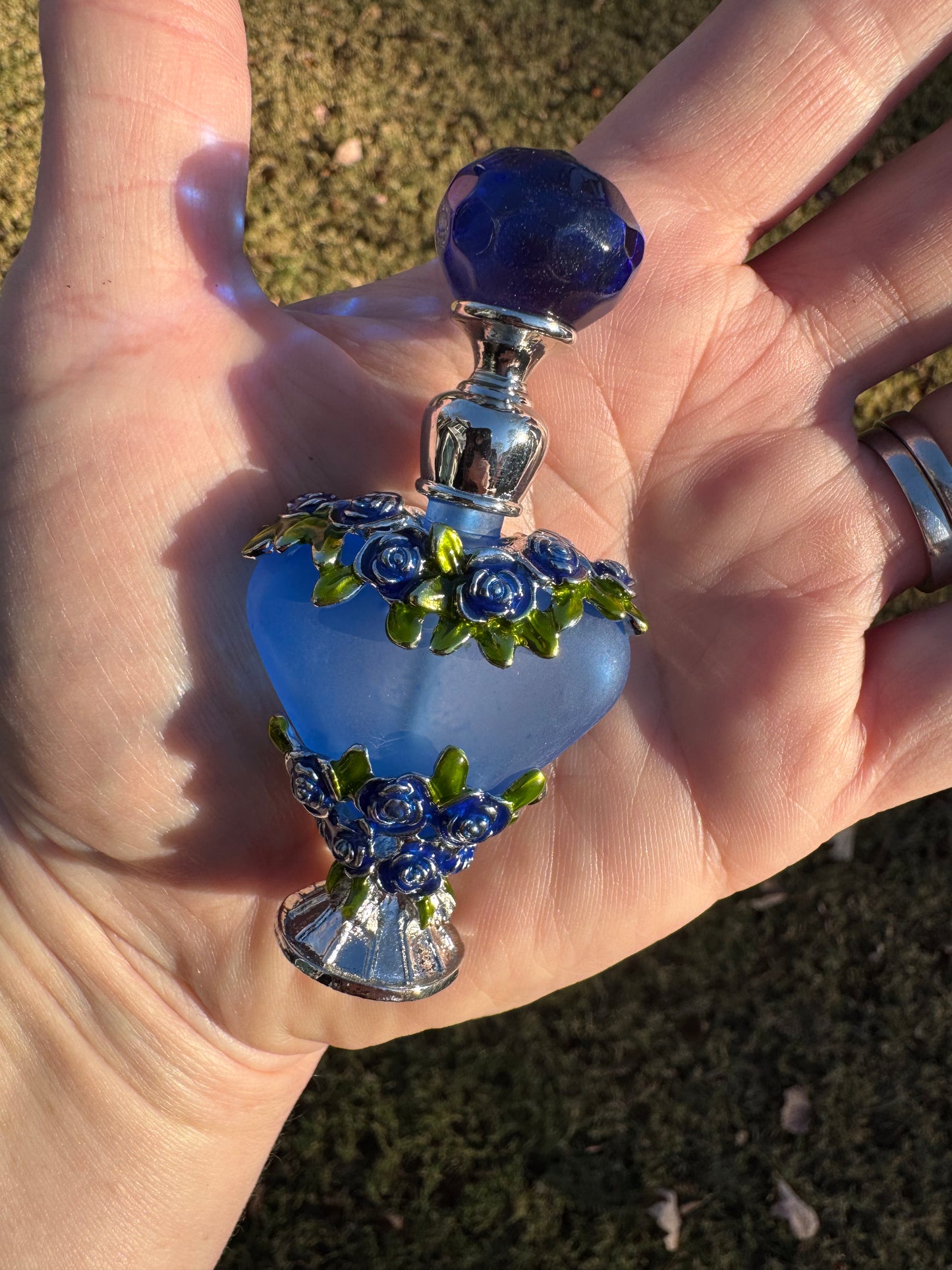 Vintage Style Blue Glass Perfume Bottle