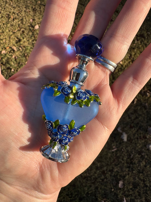 Vintage Style Blue Glass Perfume Bottle