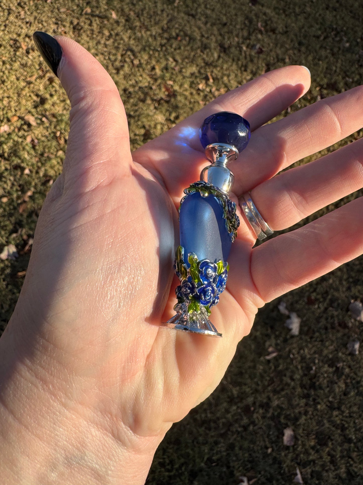 Vintage Style Blue Glass Perfume Bottle