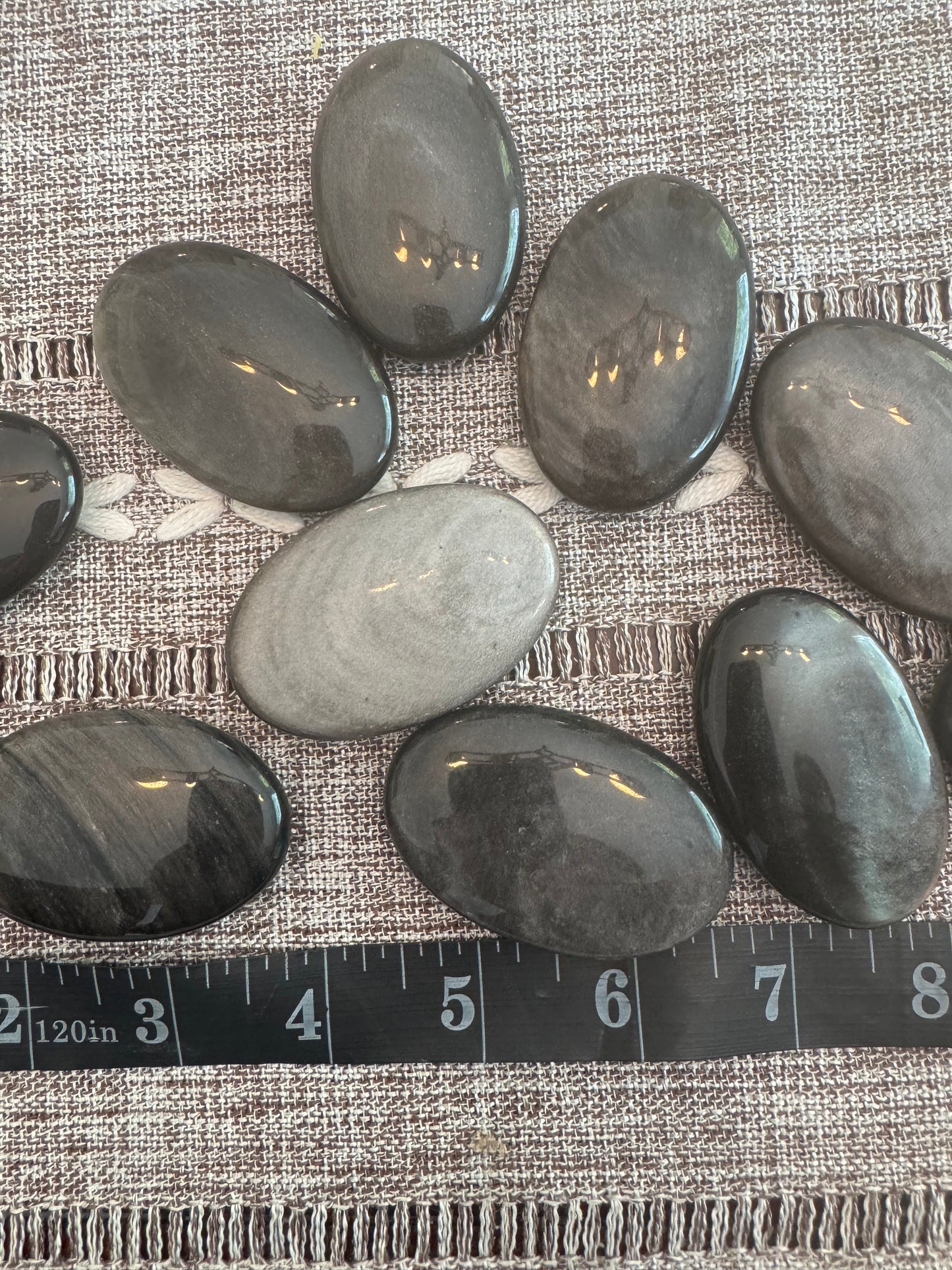 Silver Obsidian Palm Stones