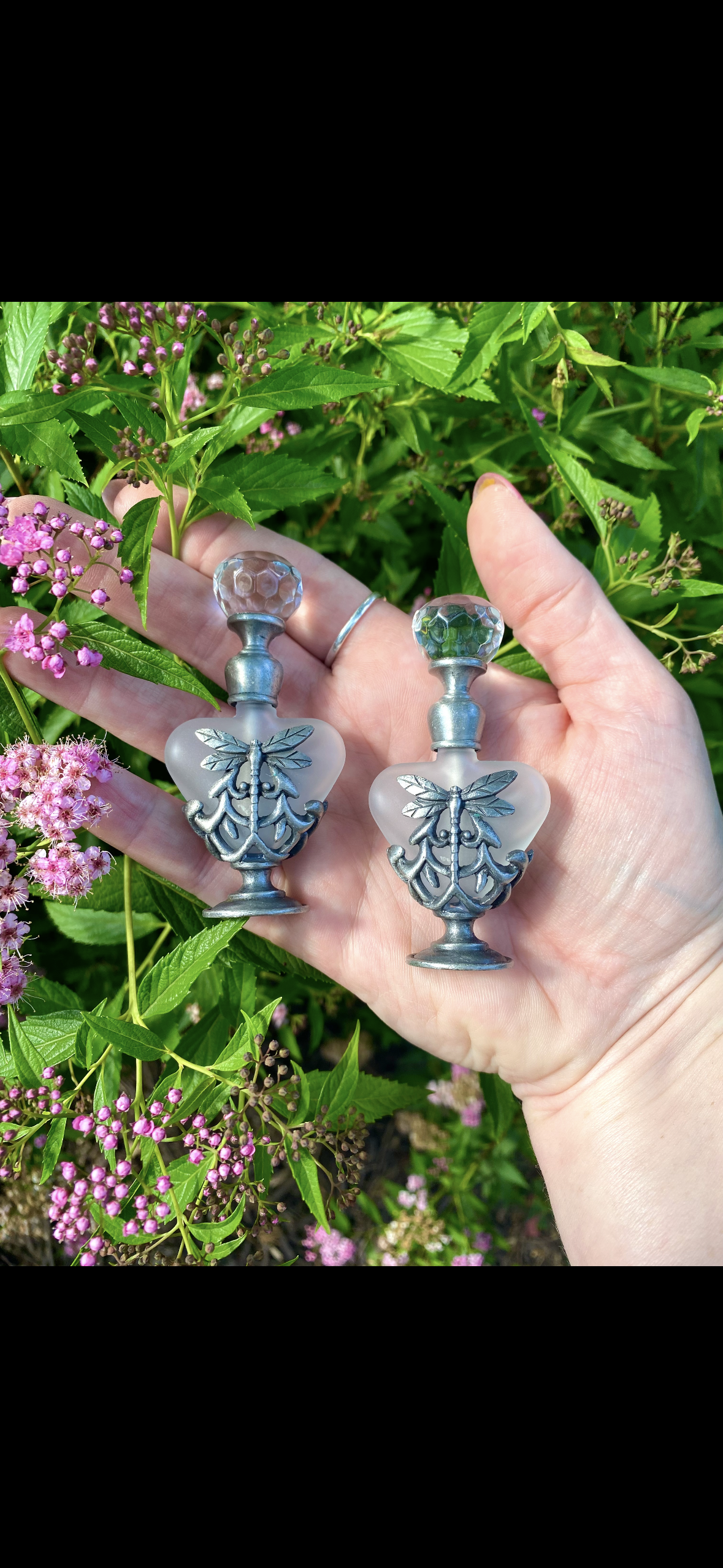 Silver Butterfly Perfume Bottle Vintage Style