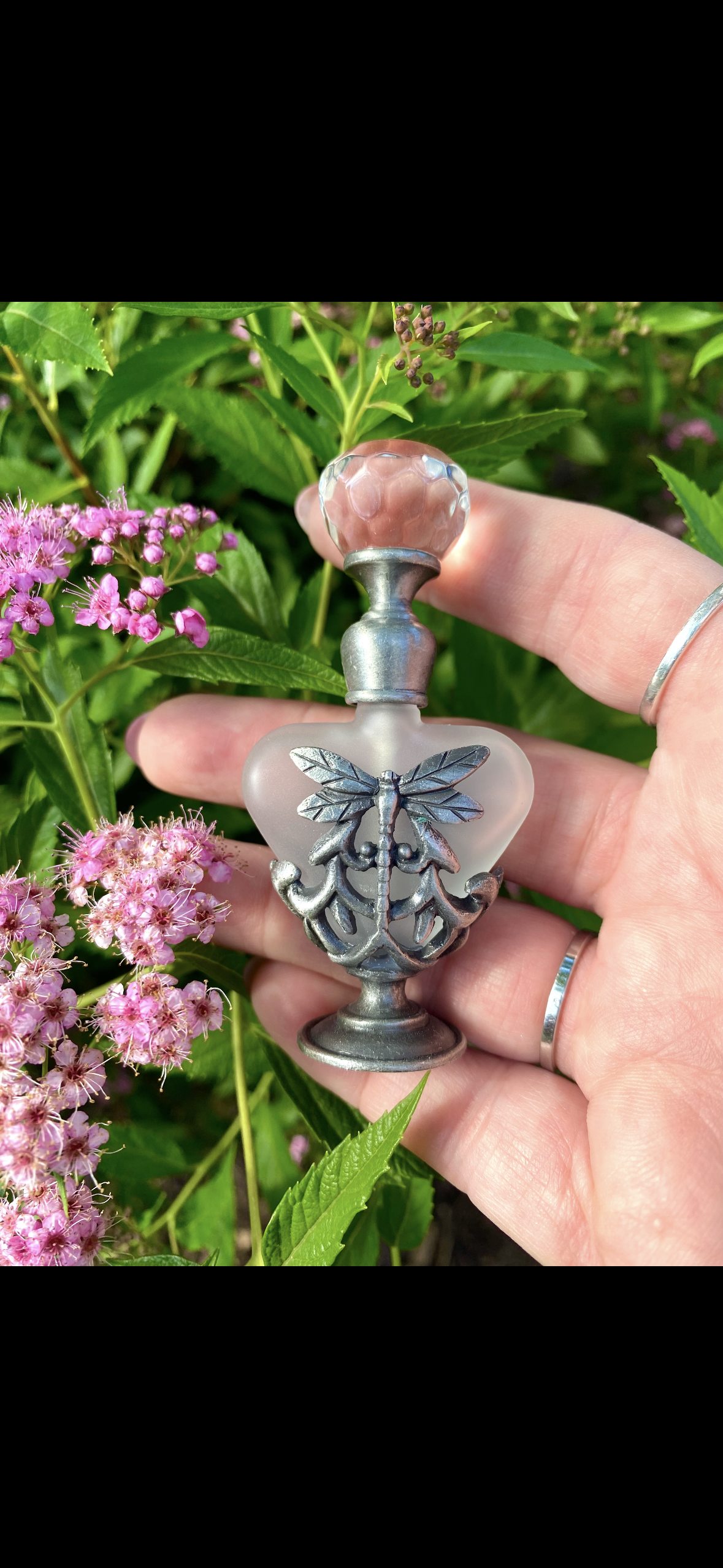 Silver Butterfly Perfume Bottle Vintage Style