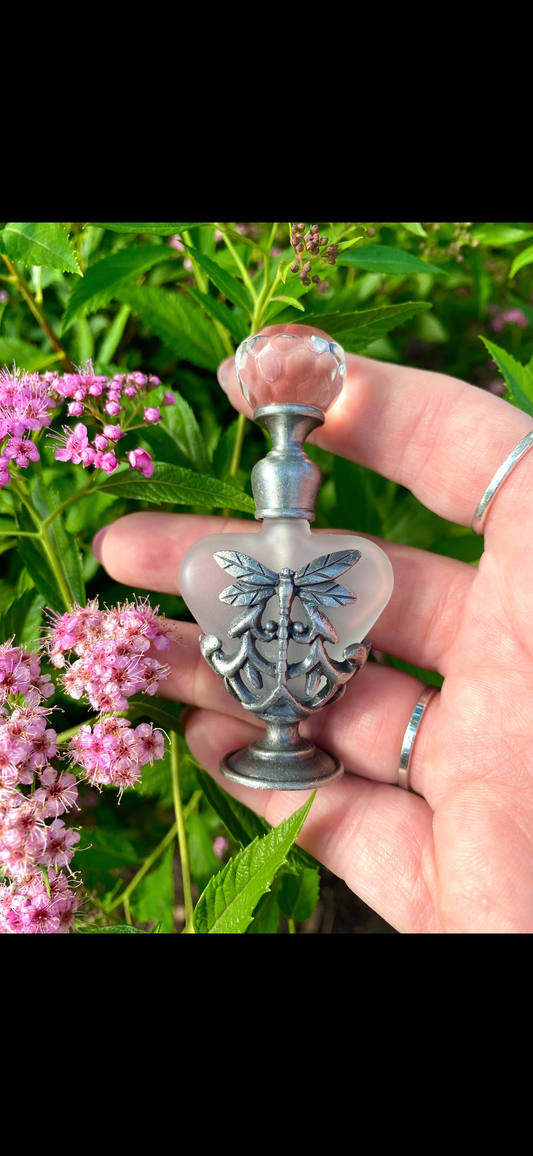 Silver Butterfly Perfume Bottle Vintage Style