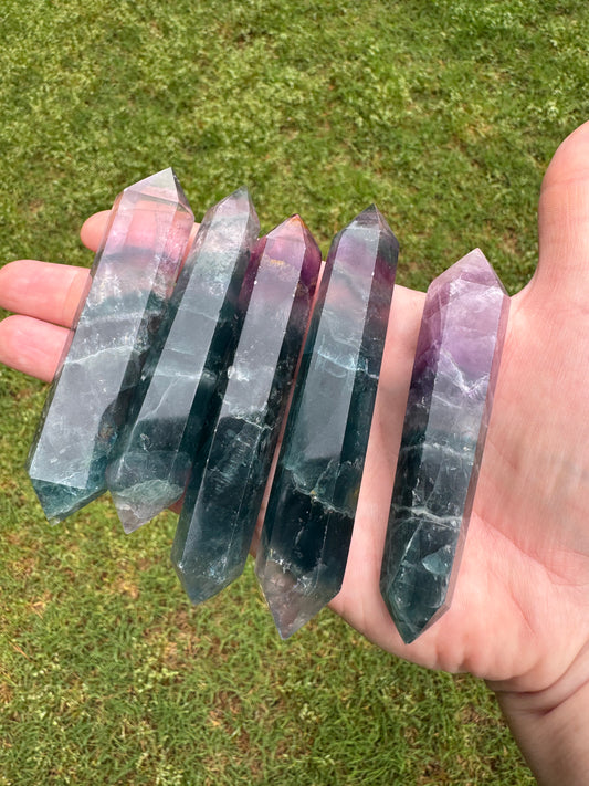 Rainbow Fluorite Double Terminated Wands Free Gift Wrap
